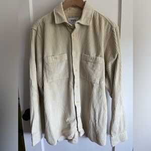 Wax London Whiting overshirt in Oyster Grey Big Cord L